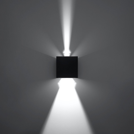 Außenanbauleuchte LUCA LED 6W 3000K IP54 Wandleuchte oben/unten Würfel Schwarz SOLLUX