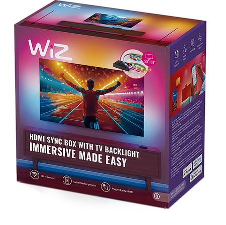 Smart RGBIC LED-Streifen für 55"-65" Monitor TV mit HDMI Sync Box Wi-Fi WiZ