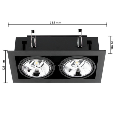 Unterputz-Halogen-Bewegliche Leuchte 2xGU10 ES111 Rechteckig Schwarz