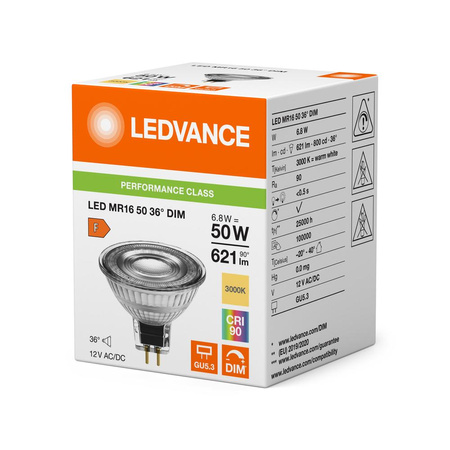 LED-Reflektorlampe GU5.3 MR16 6.8W = 50W 621lm 3000K Warm 36° CRI90 12V Dimmbar Ledvance