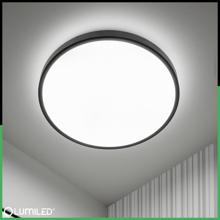 LED Decke Plafond Aufputz 24W 4000K CELIS Rund IP44 Schwarz Ring ALS LUMILED
