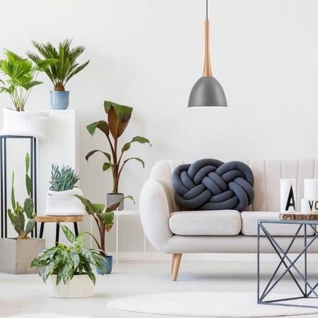 VANESSA E27 Silberne Pendelleuchte aus Holz LM-1.1/77 Lamkur