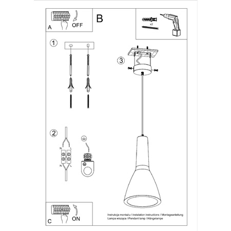 Hängeleuchte EMPOLI E27 Loft Überhang Grau SOLLUX