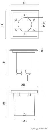 Bodeneinbauleuchte Pabla M4030 Quadratisch E27 IP67 Su-Ma