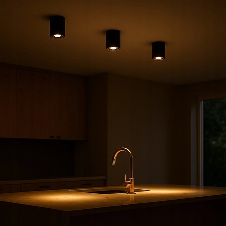 Aufputz-Halogen-Spot-Röhrenleuchte GU10 rund schwarz 115 mm