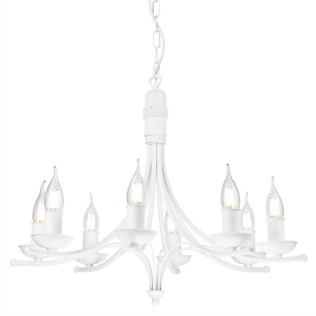 LUCY Decke Pendelleuchte 8xE14 Kronleuchter Weiß Klassisch LM-8.153 Lamkur