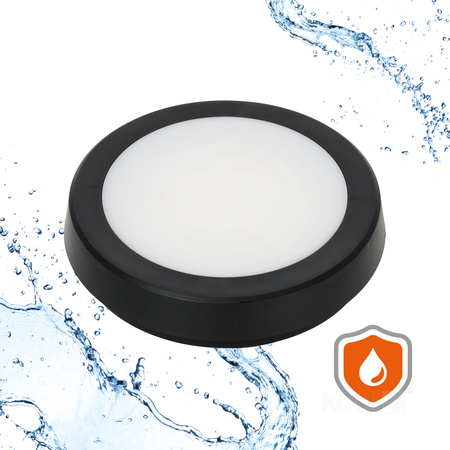 LED-Badezimmer-Deckenleuchte Aufputz 12W 1140lm 4000K 120° Schwarz IP65 Nairos Kobi