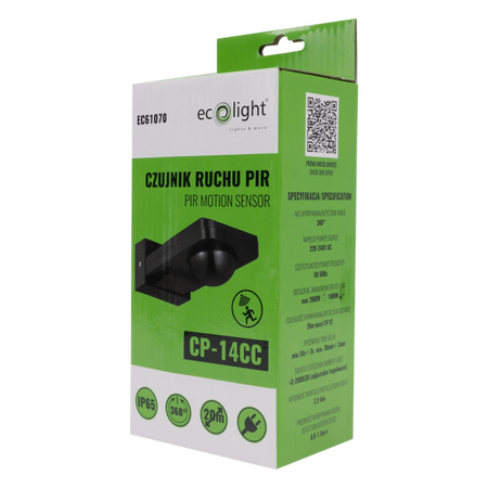 PIR Bewegungs- und Dämmerungssensor IP44 Aufputz Schwarz 20m 360° CP Ecolight