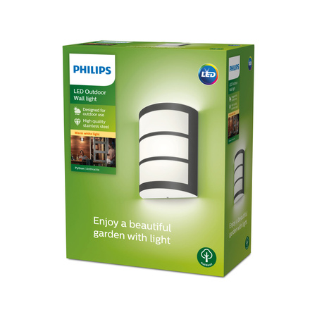 LED Gartenleuchte Wandleuchte PYTHON myGarden 6W 2700K IP44 Anthrazit PHILIPS