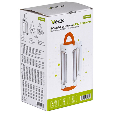 Wiederaufladbare Hand-Taschenlampe 2in1 Seitenlicht + Powerbank VA0085 VAYOX