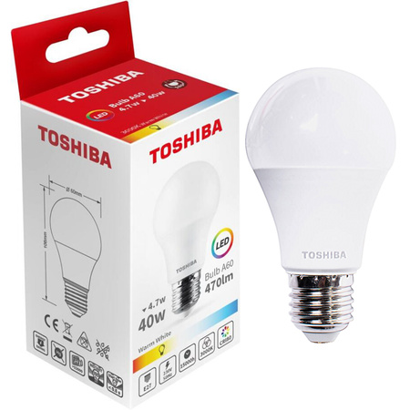 E27 A60 LED Lampen 4,7 W = 40 W 470 lm 4000 K Neutral TOSHIBA