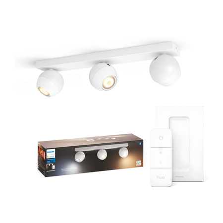 LED Spot Buckram Weiß 3x 5W CCT PHILIPS HUE Bluetooth Deckenleuchte + Dimmschalter