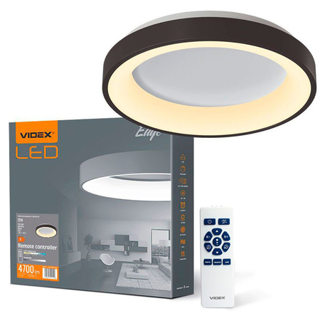Plafond LED-Deckenleuchte Aufbauleuchte 72W 7500lm 2700-6000K CCT Schwarz Dimmbar + EDGE Fernbedienung Videx