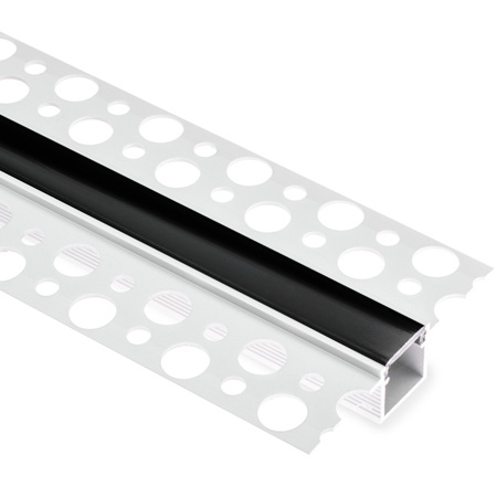 Architektonisches Aluminium LED-Profil für Gipskartonplatten mit Schwarz Abdeckung, 1m LUMILED