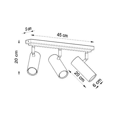 DIREZIONE Deckenleuchte 3xGU10 Reflektor Halogen Leuchte Beweglich 45cm Weiß SOLLUX