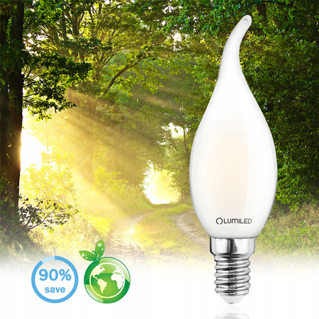 LED Lampen E14, Glühbirne Flame B35 7W = 60W 806lm 360° 4000K neutral Milch Glühfaden LUMILED