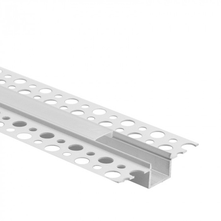 Aluminium LED-Profil für Gipskarton REGIPS flächenbündig weiß 2m mit mattierter Abdeckung für LED-Streifen + Kappen Ecolight GP Serie