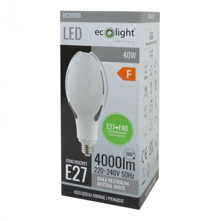 LED-Lampe E27 40W 4000lm 4000K Neutral Rocket Ecolight