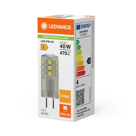 LED-Kapsel-Glühbirne GY6.35 3.3W = 40W 470lm 2700K Warm 320° 12V Ledvance
