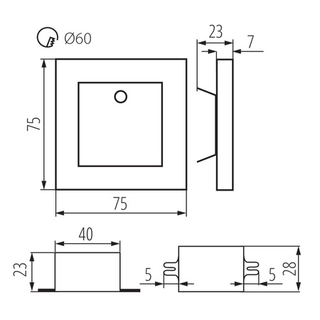 LED Treppenleuchte APUS 0,8W 13lm 3000K Warm Bewegungssensor KANLUX
