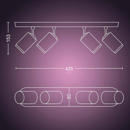 Philips HUE Weiß und Farbe Ambiance Fugato Lampe 4x4.2W Bluetooth Zigbee