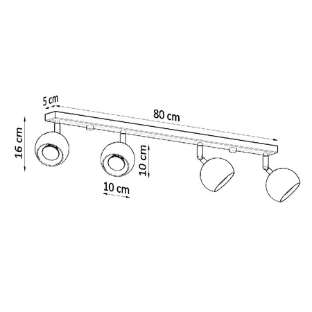 Anbauleuchte OCULARE 4L 4xGU10 Reflektor Halogen Beweglich Minimalistisch Weiß SOLLUX