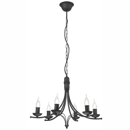 LUCY Hängelampe 6xE14 Kronleuchter Schwarz Klassisch LM-6.153 Lamkur
