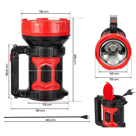 Wiederaufladbarer Suchscheinwerfer Handgerät Leistungsstark 10W 400lm VA0124 VAYOX