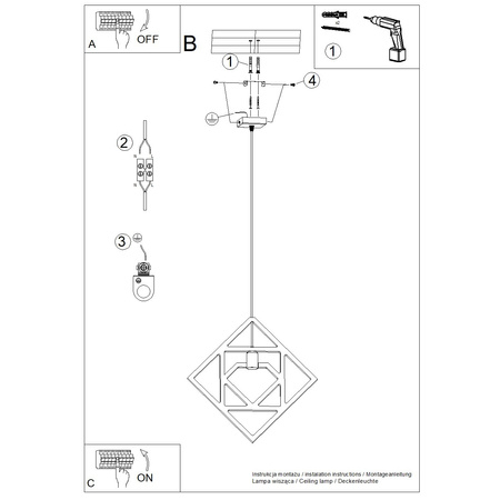 Hängelampe E27 Naturholz CARO Peach Puff SL.1757 Sollux