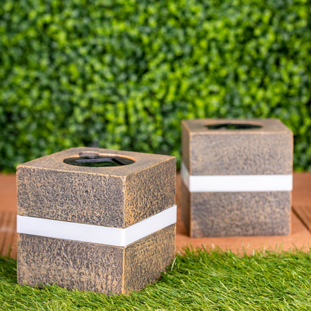 LED-Solarlampe für den Außenbereich Garten stehender Stein 3000K IP44 12 cm Dämmerungssensor