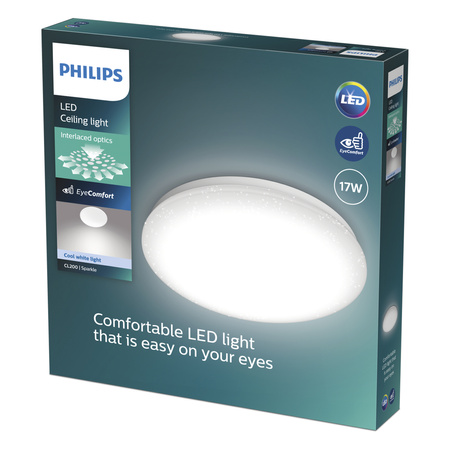 LED Plafond Deckenleuchte 17W 1900lm 4000K Neutral Star Effekt Moire CL200 Philips