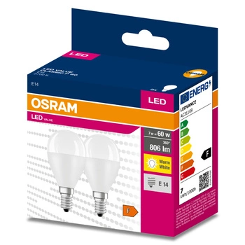 2x LED Lampen E14 P45 7W = 60W 806lm 2700K Wärme 200° OSRAM VALUE