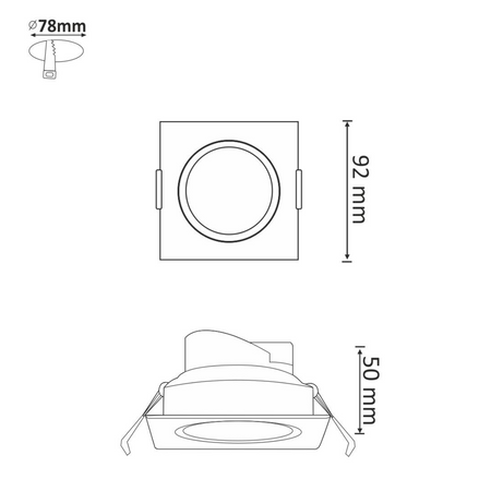 Quadratische Einbauleuchte VENUS LED silber 7W 570lm warm 3000K GOLDLUX (Polux)