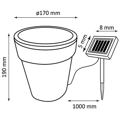 LED Solar Gartenlampe Weiß BLUMENTOPF 4000K neutral GOLDLUX (Polux)