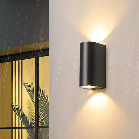 Wandleuchte Außen 2x GU10, Garten-Wandleuchte Schwarz ALLIUM LUMILED