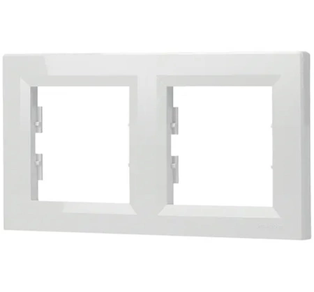 2-fach horizontaler Rahmen für Doppelsteckdose weiß ASFORA