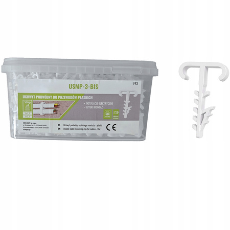 Doppelhaken-Montagehalter USMP-3-BIS YDYp für Flachkabel 500 Stück ECOLIGHT