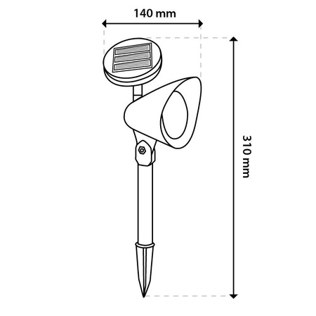 LED Solarbetriebene Gartenlampe Schwarz Gerichtetes OGA Reflektor IP44 6500K LUMILED