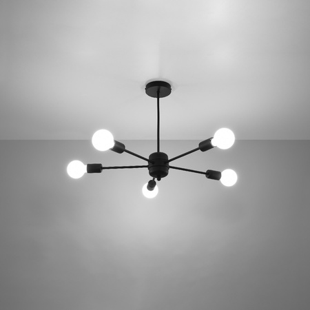 LED Pendel-Deckenleuchte LANGO 5xE27 Kronleuchter Schwarz SOLLUX