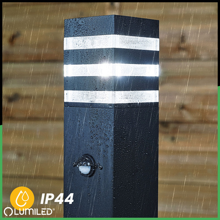 Gartenleuchte E27, Außenstehleuchte Pollerleuchte mit Bewegungsmelder 60cm TAXUS 2 LUMILED