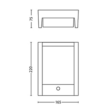 ARBOR IR myGarden LED-Gartenwandleuchte 6W 4000K IP44 mit Bewegungssensor rechteckig Anthrazit PHILIPS