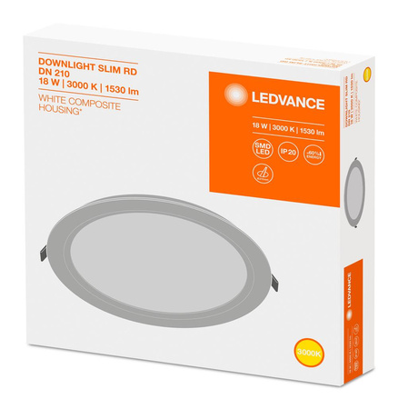 Einbau-LED-Panel 18W 3000K DOWNLIGHT Slim DN210 LEDVANCE rund