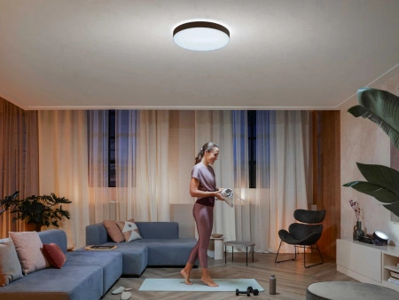 LED Plafond Deckenleuchte Enrave Schwarz 48W 55cm CCT PHILIPS HUE Bluetooth + Dimmschalter