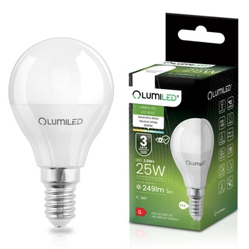 Lampen E14, Glühbirne P40 2.5W = 25W 249lm 4000K 180° neutral LUMILED