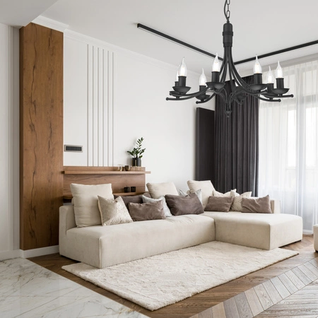 LUCY Decke Pendelleuchte 8xE14 Kronleuchter Schwarz Klassisch LM-8.153 Lamkur