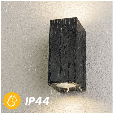 Wandleuchte Außen 2x GU10, Garten-Wandleuchte Schwarz Quadratisch ALLIUM LUMILED