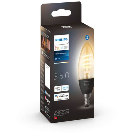 LED-Glühbirne Kerze E14 B40 4.6W CCT PHILIPS HUE Weiß & Ambiance Filament Bluetooth Zigbee