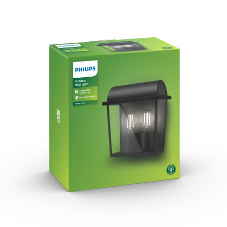 Gartenleuchte LED Wandleuchte HARVEST myGarden 2xE27 IP44 Laterne Schwarz PHILIPS