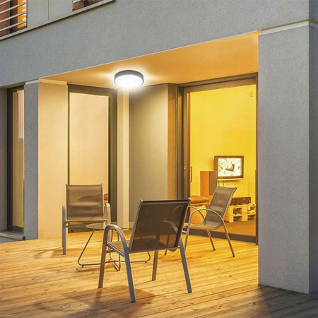 LED-Deckenleuchte für Badezimmer 18W 1800lm 4000K IP44 23cm rund Schwarz