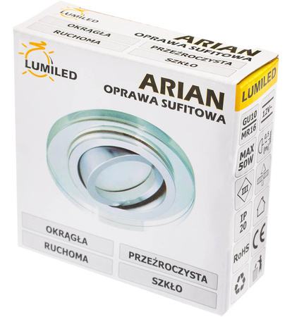 Glas-Einbaustrahler GU10, MR16 Einbauspot HALOGEN Runde beweglich ARIAN LUMILED